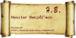 Heszler Benjámin névjegykártya